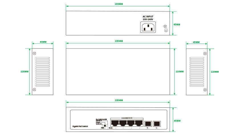 4-Port Gigabit Intelligent PoE Switch Product Structure