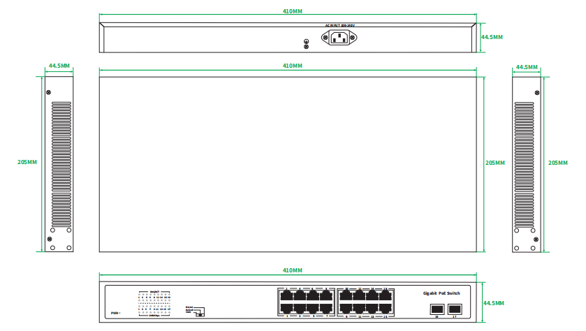 16-Port Gigabit Intelligent PoE Switch With 2*Gigabit Uplink SFP Ports