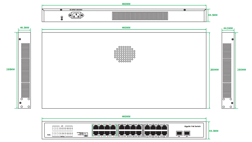 24-Port Gigabit Intelligent PoE Switch With 2*Gigabit Uplink SFP Ports