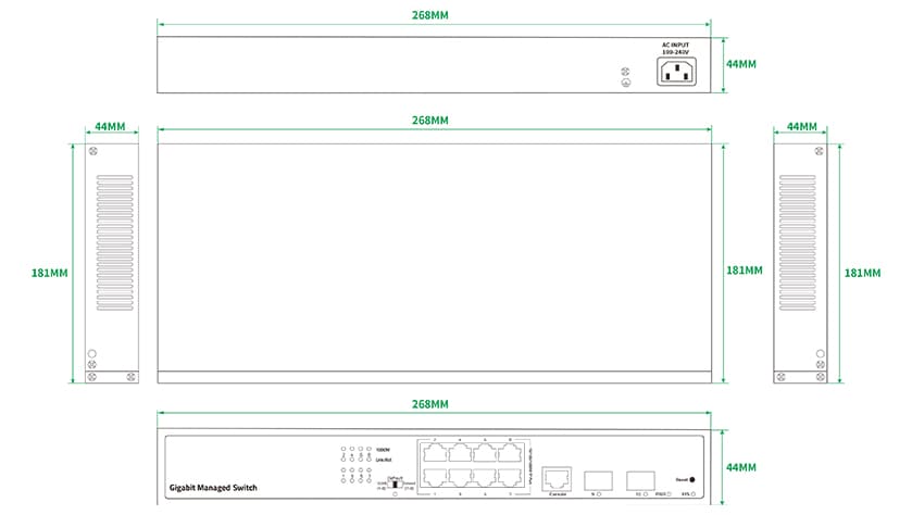 8-Port Gigabit L2 Managed Ethernet Switch With 2 SFP Ports