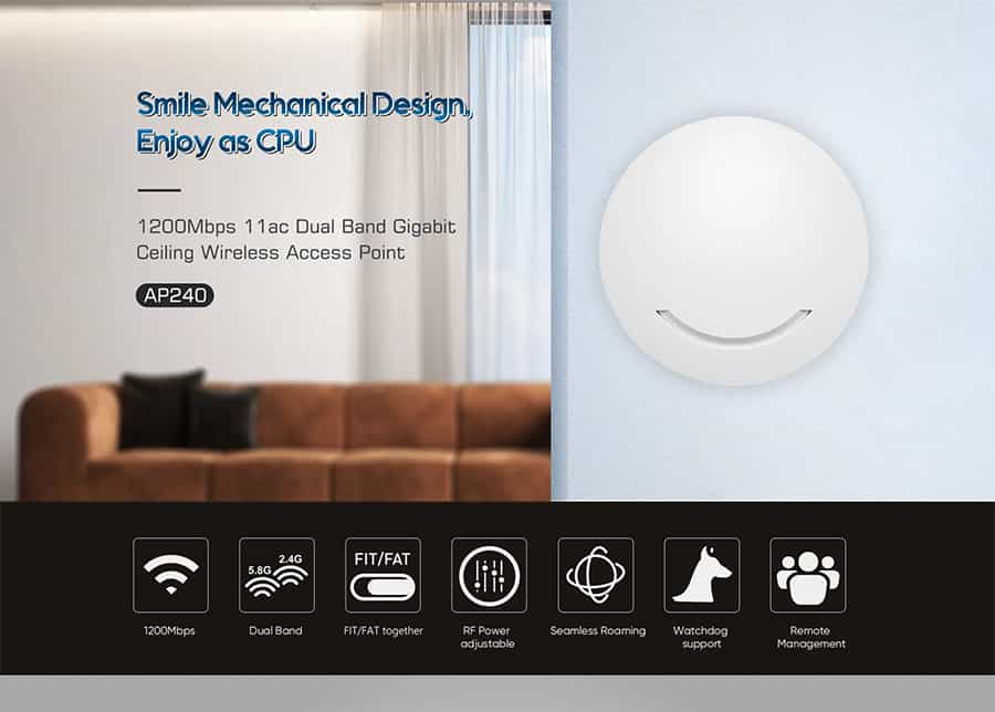 11ac 1200Mbps Dual Band WiFi5 Ceiling Access Point