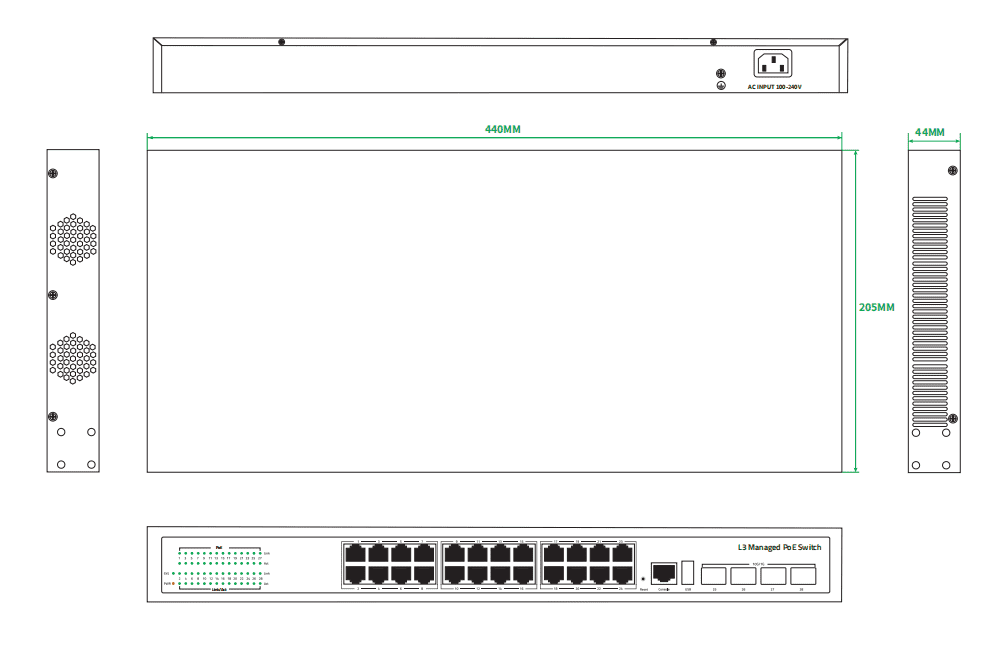 24-Port 10G SFP+ L3+ Managed PoE Switch