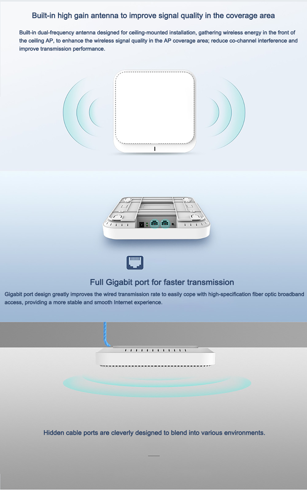 3000Mbps Dual Band Wifi 6 Ceiling AP Wireless Access Point
