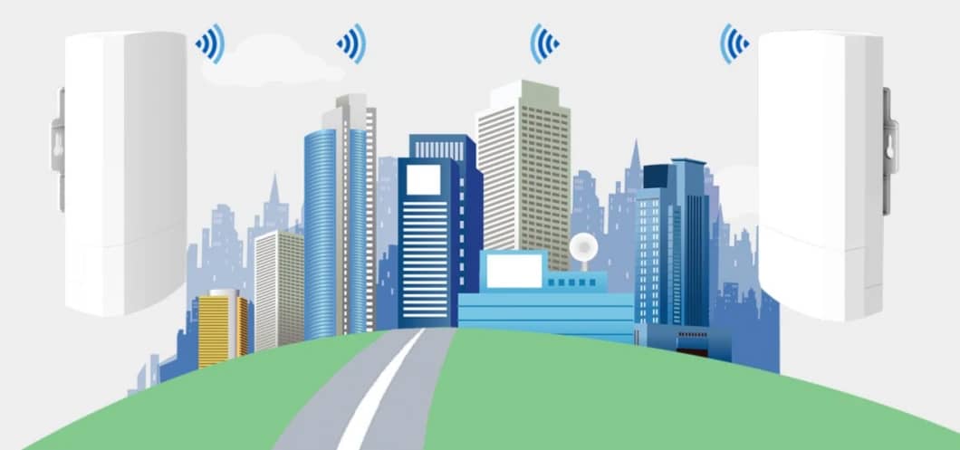 Wireless bridge diagram connecting office and warehouse